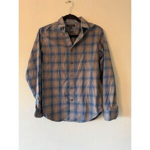 Banana Republic Shirt‎ Men's S Grey Plaid Flannel Button Up Long Sleeve EUC